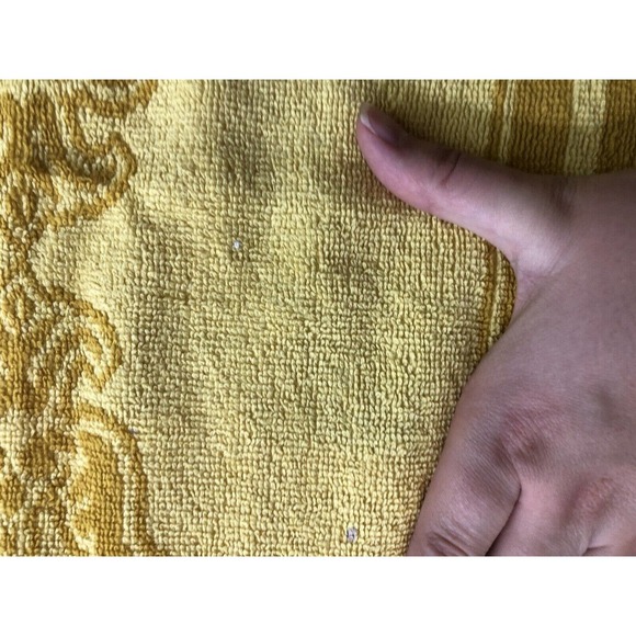 Vintage Fashion Manor Hand Towel Harvest Gold Dark Yellow Fancy 70s MCM 38"x22" - Picture 5 of 6
